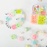 Pastel Letter Beading Kit - Peace Signs, Hearts, Flowers and more