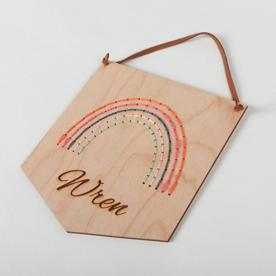 Personalized Rainbow Embroidery - DIY Wooden Embroidery